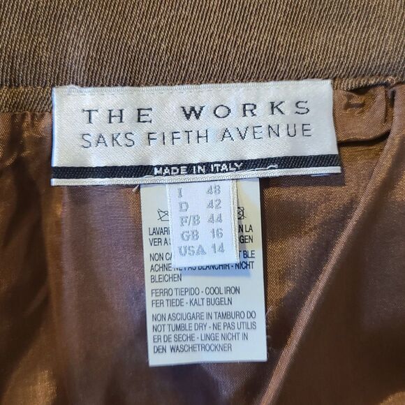 Saks 5th Ave | Vintage Brown A-line Pleated Skirt, Made in Italy, Size L (12-14) - Picture 6 of 8